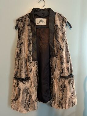 Faux Frenzi by Dena-Faux Fur Vest with faux leather Trim